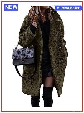 Faux Fur Sherpa Jacket Double-Breasted Notch Lapel Winter Coat